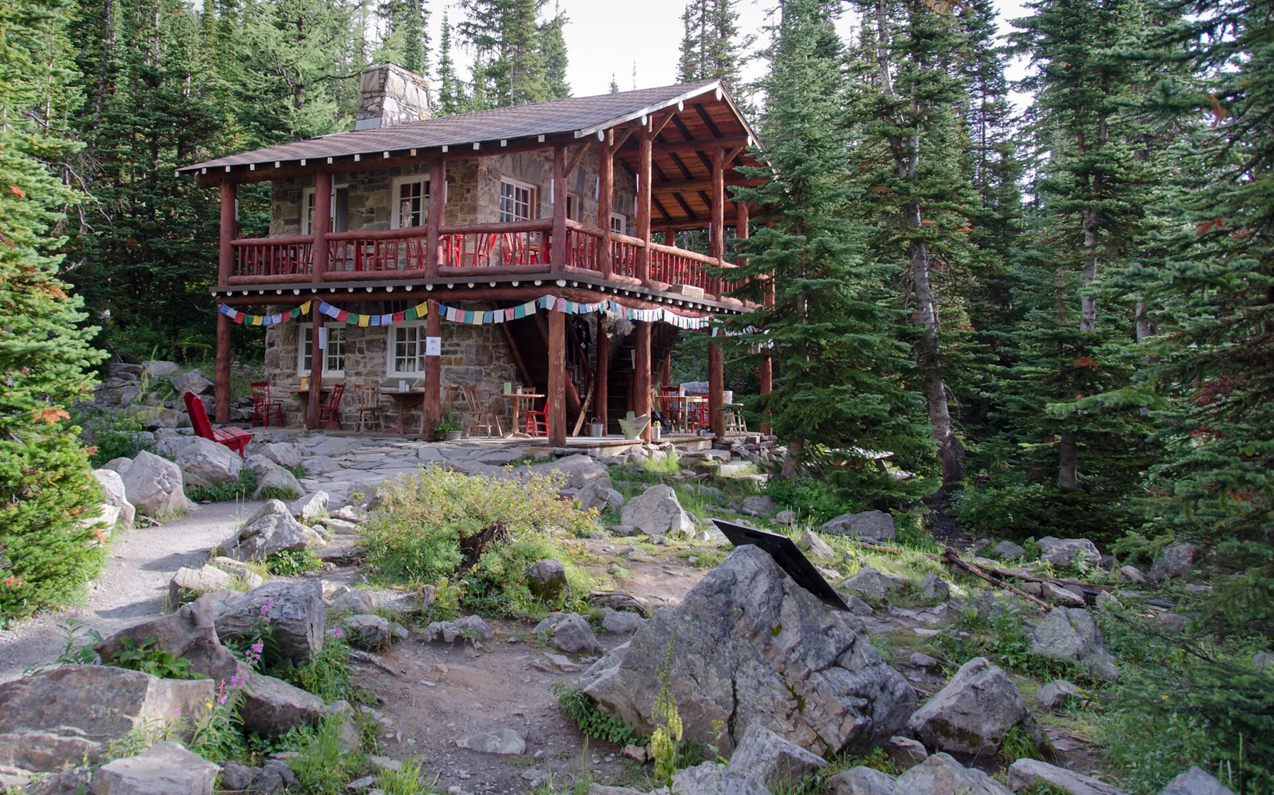 The Plain of Six Glaciers Tea House above Lake Louise in Banff National Park.