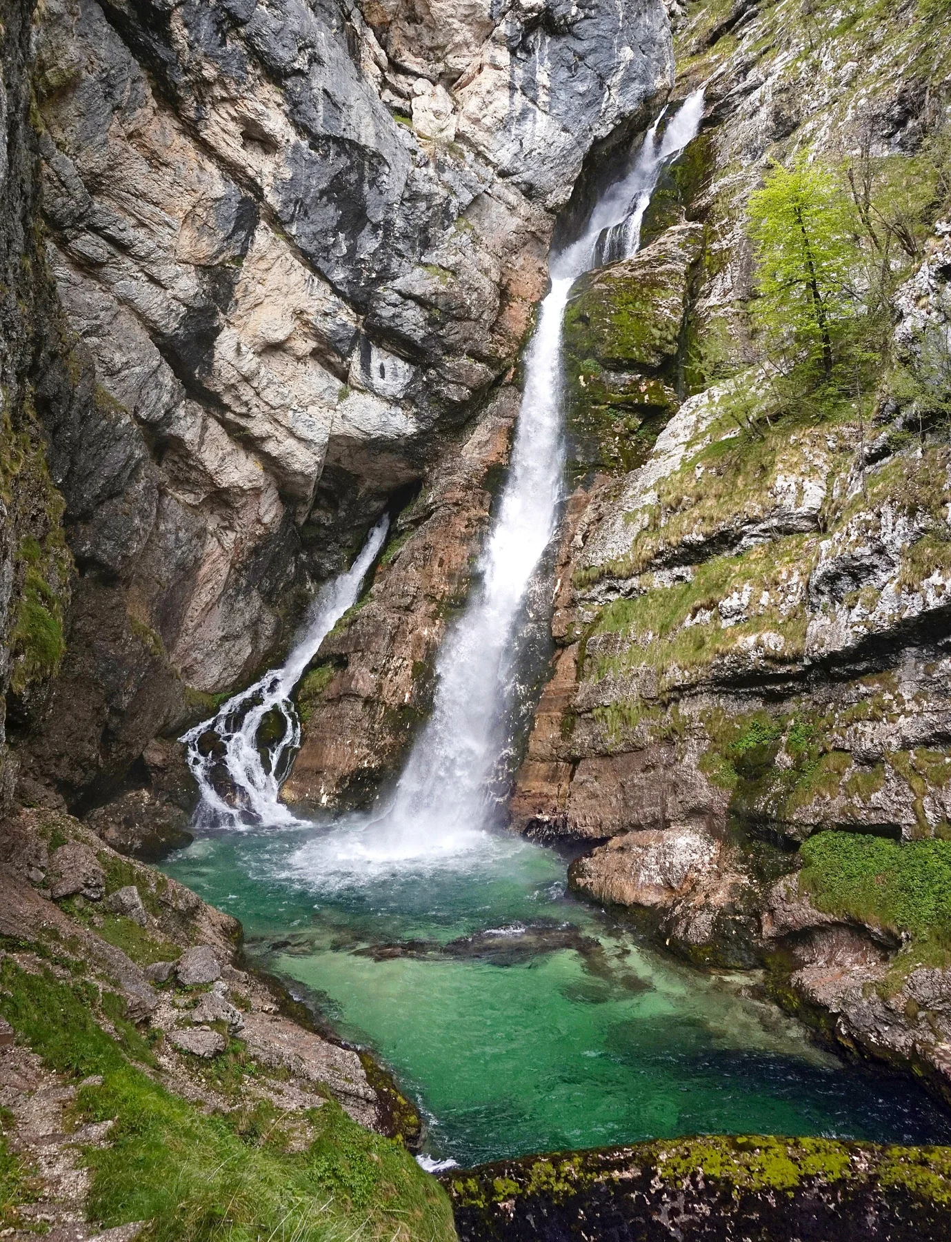 Savica Waterfall above Lake Bohinj in Slovenia.