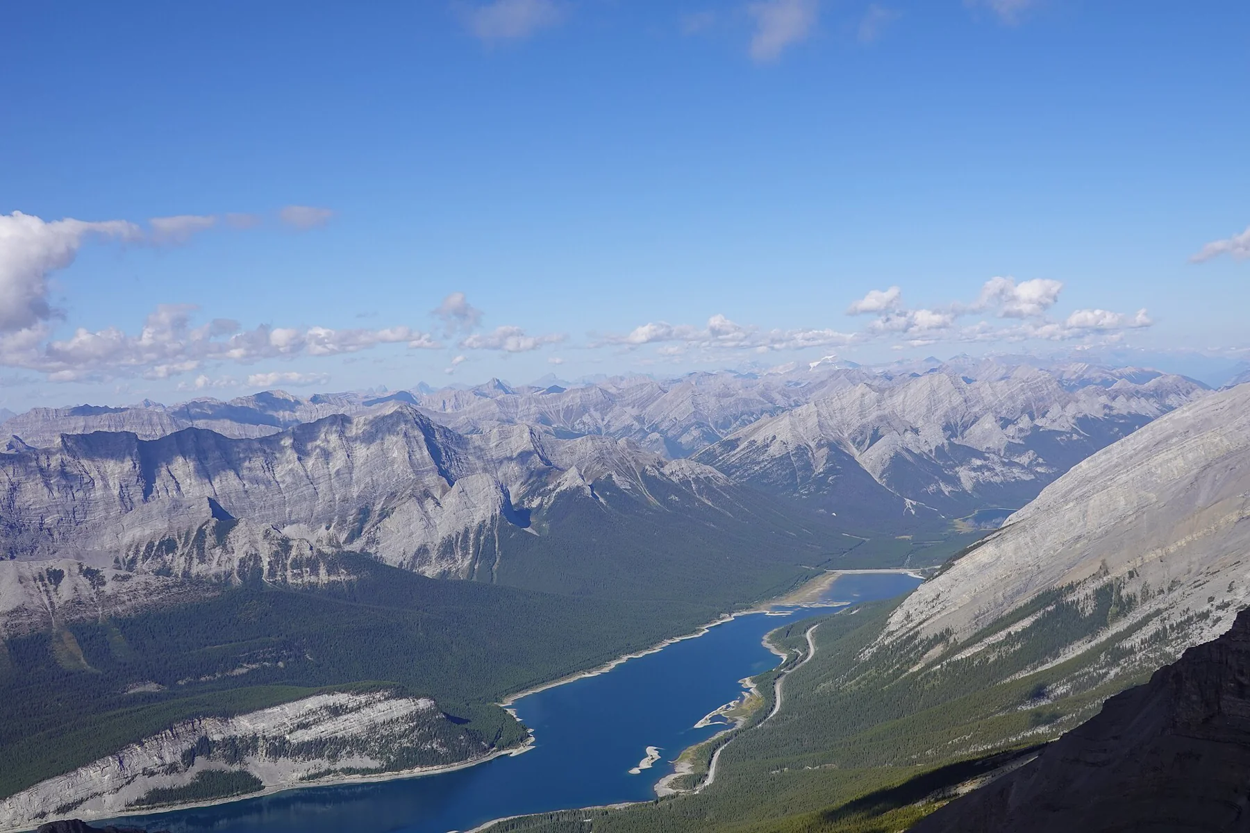 Spray Lakes Reservoir seen from Mount Lougheed in Alberta’s Kananaskis Country, along the Banff-to-Elkford corridor.