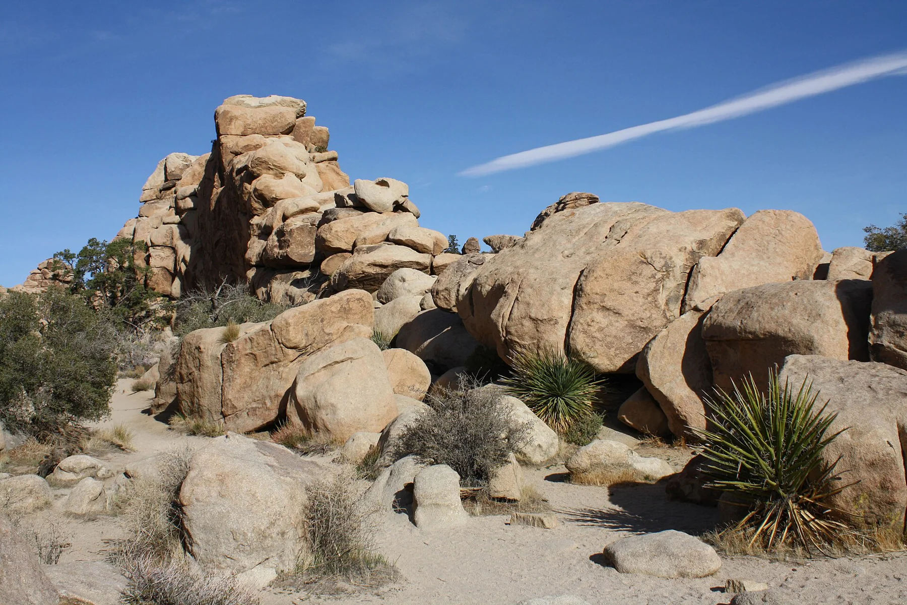 Granite formations along the Hidden Valley Trail in Joshua Tree National Park.