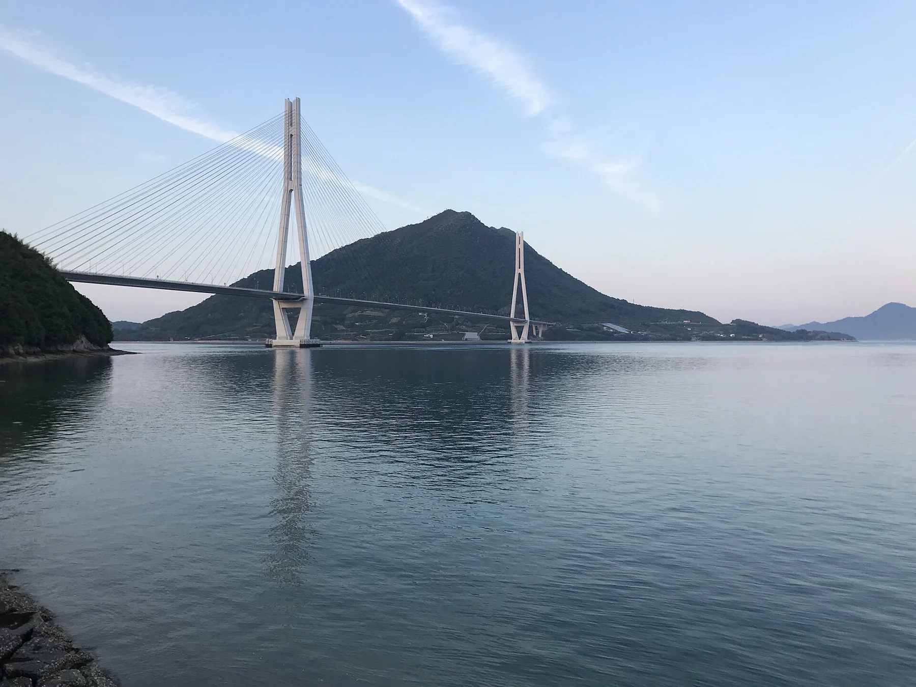 Tatara Bridge viewed from Tatara Shimanami Park on Ōmishima, along Japan’s Shimanami Kaido.