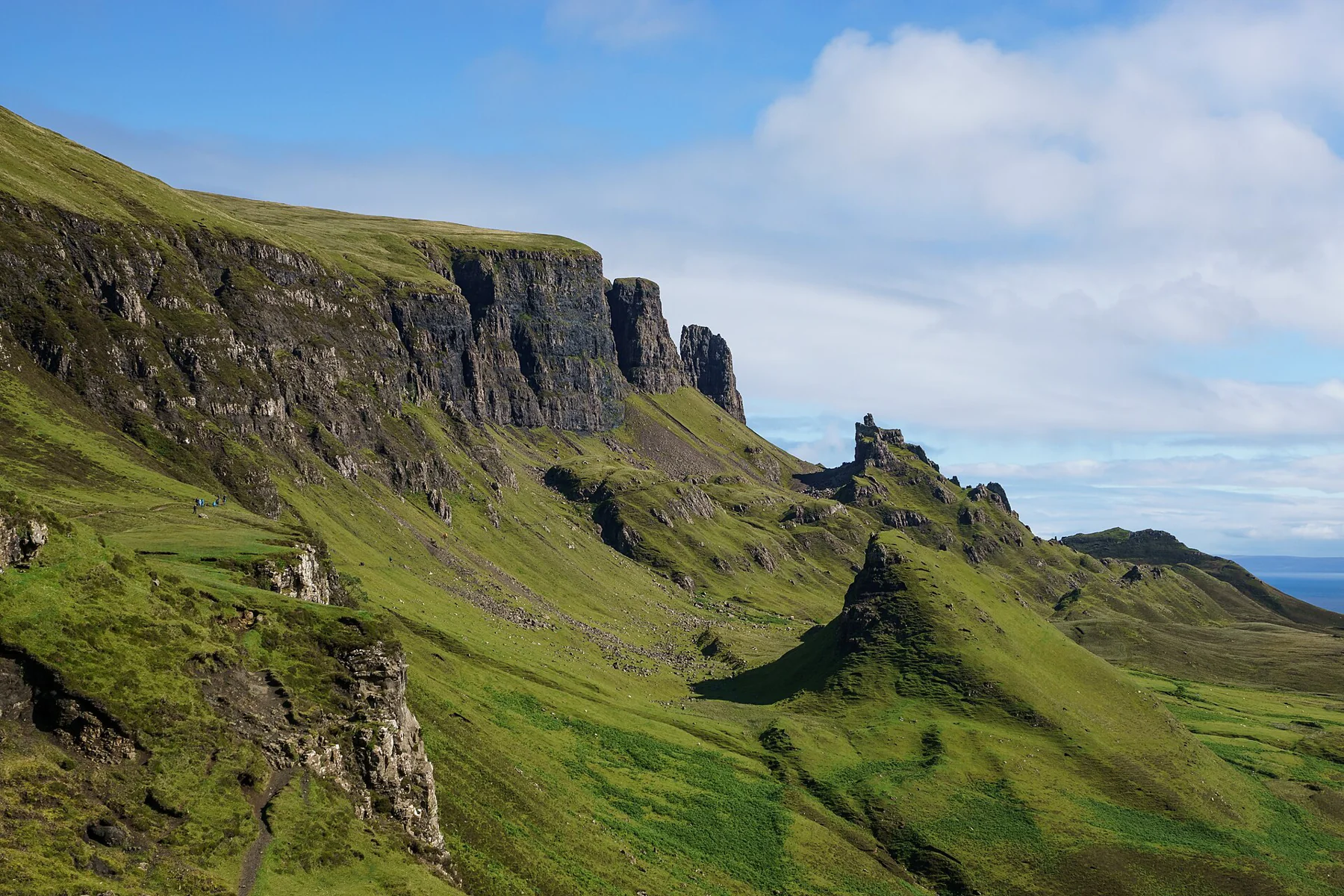 The Quiraing landslip landscape on the Isle of Skye.