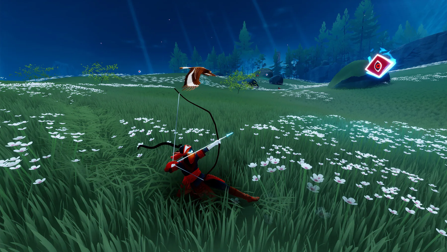 Official gameplay screenshot from The Pathless
